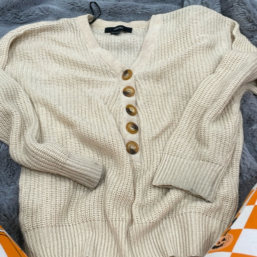 Forever 21 beige button sweater